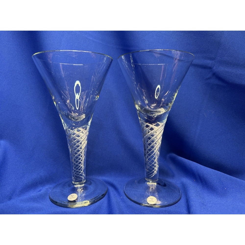 VTG MET Metropolitan Museum of Art Air Twist Stem Glasses Made in Portugal NOS